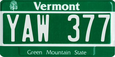 VT license plate YAW377
