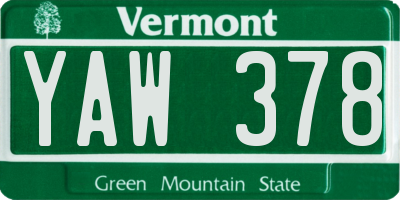 VT license plate YAW378