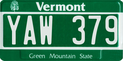 VT license plate YAW379