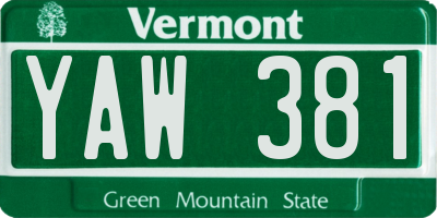 VT license plate YAW381