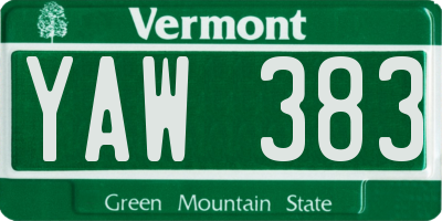 VT license plate YAW383