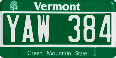 VT license plate YAW384
