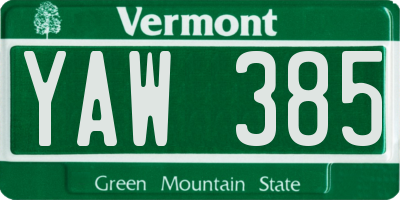 VT license plate YAW385