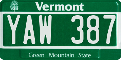 VT license plate YAW387