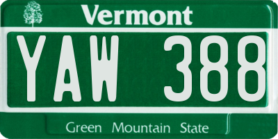 VT license plate YAW388
