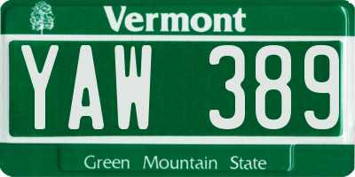 VT license plate YAW389
