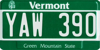 VT license plate YAW390