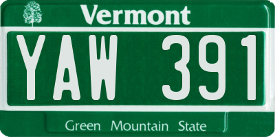 VT license plate YAW391