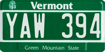 VT license plate YAW394