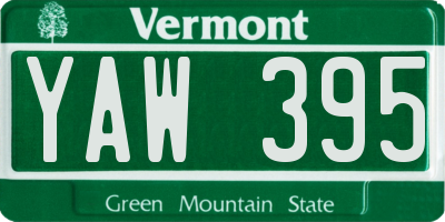 VT license plate YAW395