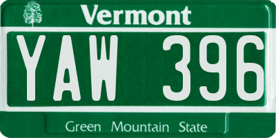 VT license plate YAW396