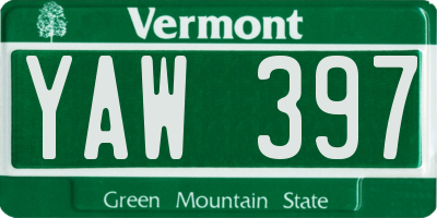 VT license plate YAW397