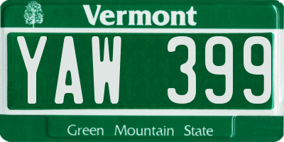 VT license plate YAW399