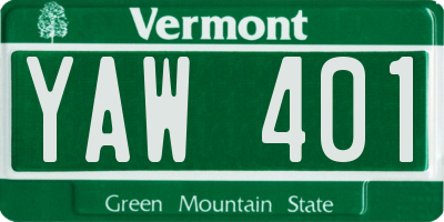 VT license plate YAW401