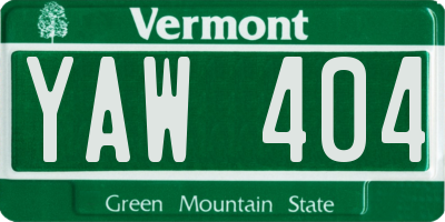 VT license plate YAW404