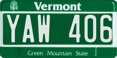 VT license plate YAW406