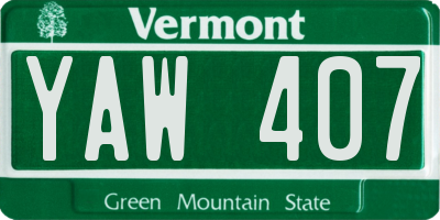 VT license plate YAW407