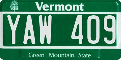 VT license plate YAW409