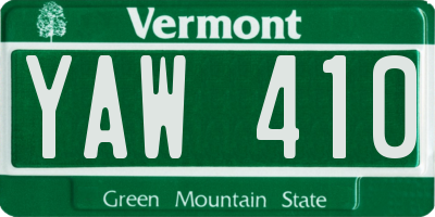 VT license plate YAW410