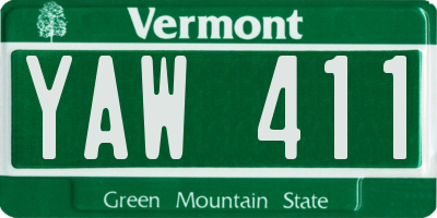 VT license plate YAW411
