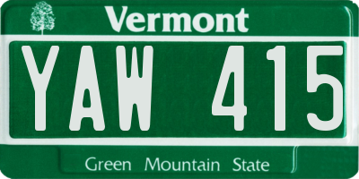 VT license plate YAW415