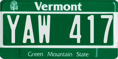 VT license plate YAW417