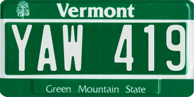VT license plate YAW419