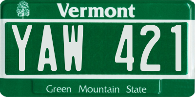 VT license plate YAW421