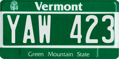 VT license plate YAW423