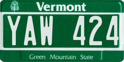 VT license plate YAW424