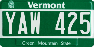 VT license plate YAW425