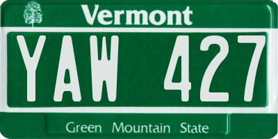 VT license plate YAW427