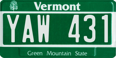 VT license plate YAW431