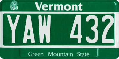 VT license plate YAW432