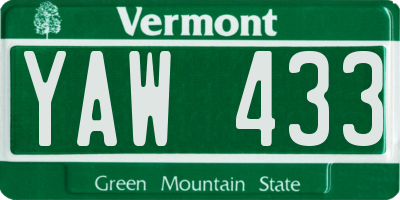 VT license plate YAW433
