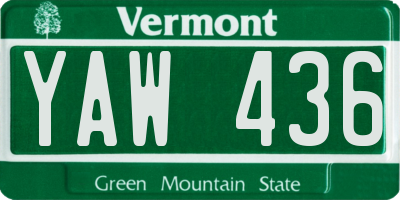 VT license plate YAW436