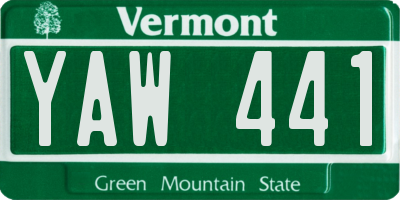 VT license plate YAW441