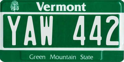 VT license plate YAW442