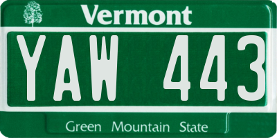 VT license plate YAW443