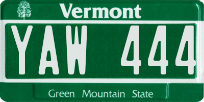 VT license plate YAW444