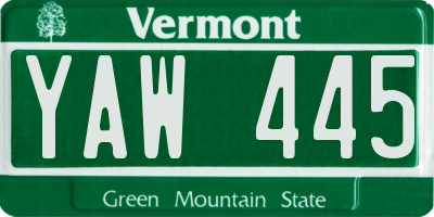 VT license plate YAW445
