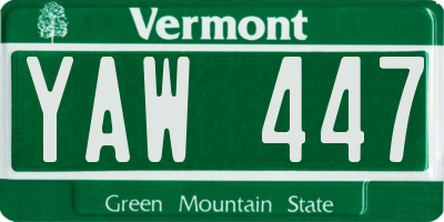 VT license plate YAW447