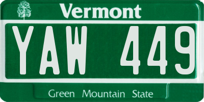 VT license plate YAW449