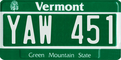 VT license plate YAW451