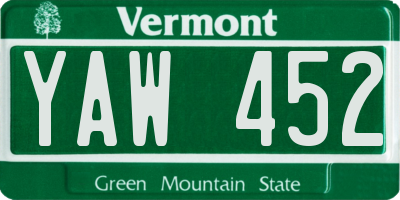 VT license plate YAW452