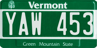 VT license plate YAW453