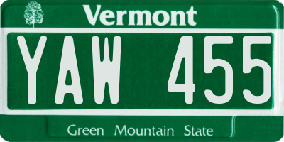 VT license plate YAW455