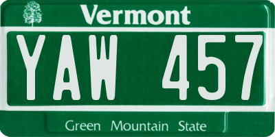 VT license plate YAW457