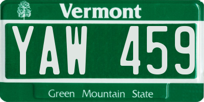 VT license plate YAW459