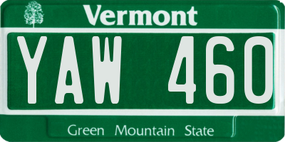VT license plate YAW460